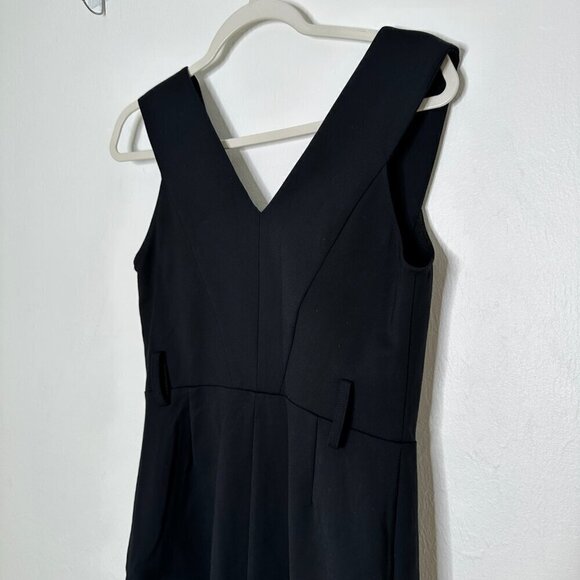 Derek Lam Black Midi Shift Career Dress Front Slit Size 8 - Picture 4 of 9